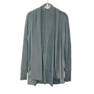 Athleta Pranayama Long Sleeve Open Front Restore Wrap‎ Top S Pale Teal Blue Soft